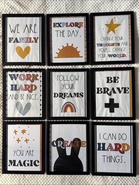 🖼️ Set of 9 Black 8x10 Picture Frames with Affirmations